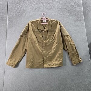 Condor Men Jacket LARGE Brown Ripstop Military Button Long Sleeve Logo